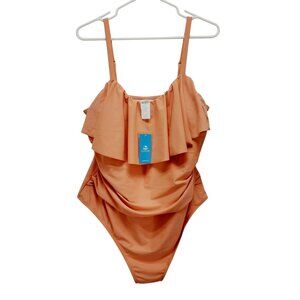 CUPSHE Women's Swimsuit Ruffle Trim Belly Concealing One Piece Swimwear Size 2X